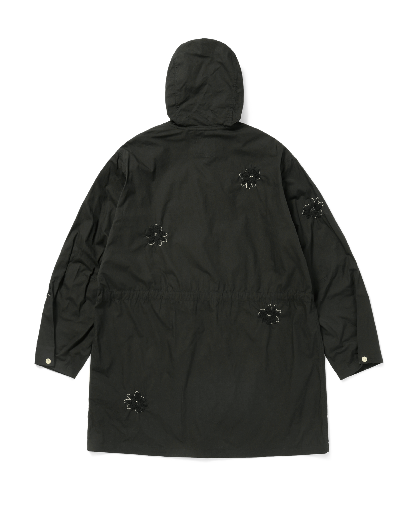 FLOWER EMBROIDERY HOODED COAT