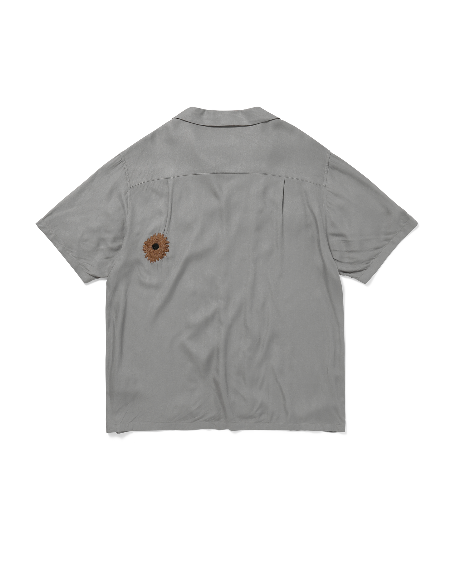 FLOWER EMBROIDERY OPEN COLLAR SS SHIRT