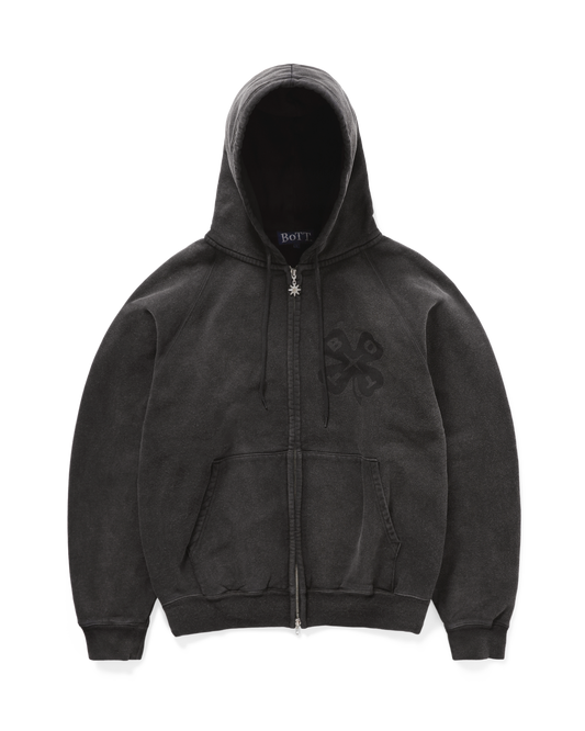 WASHED LUCKEY LOGO ZIP HOODIE