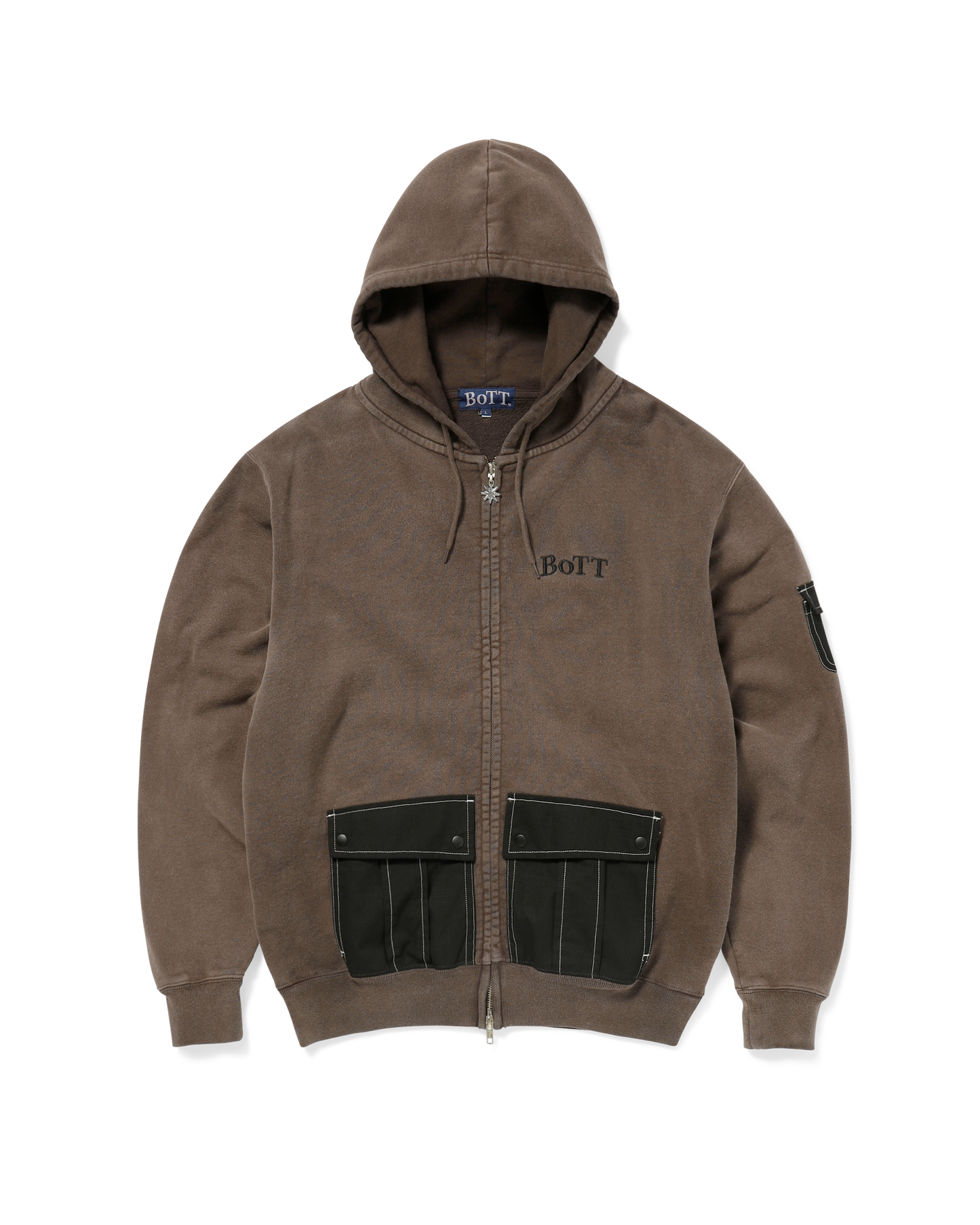 WASHED CARGO POCKET ZIP HOODIE
