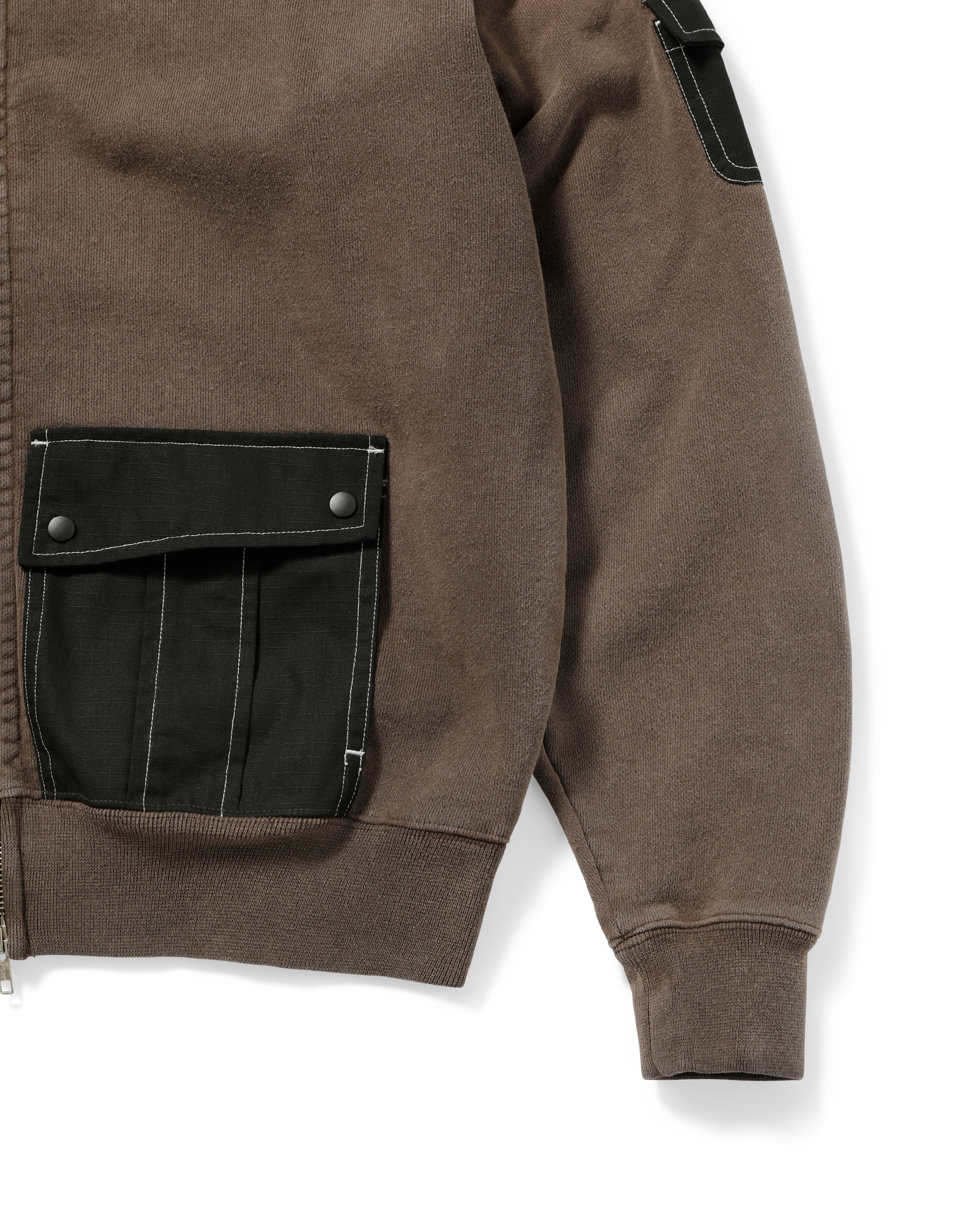 WASHED CARGO POCKET ZIP HOODIE