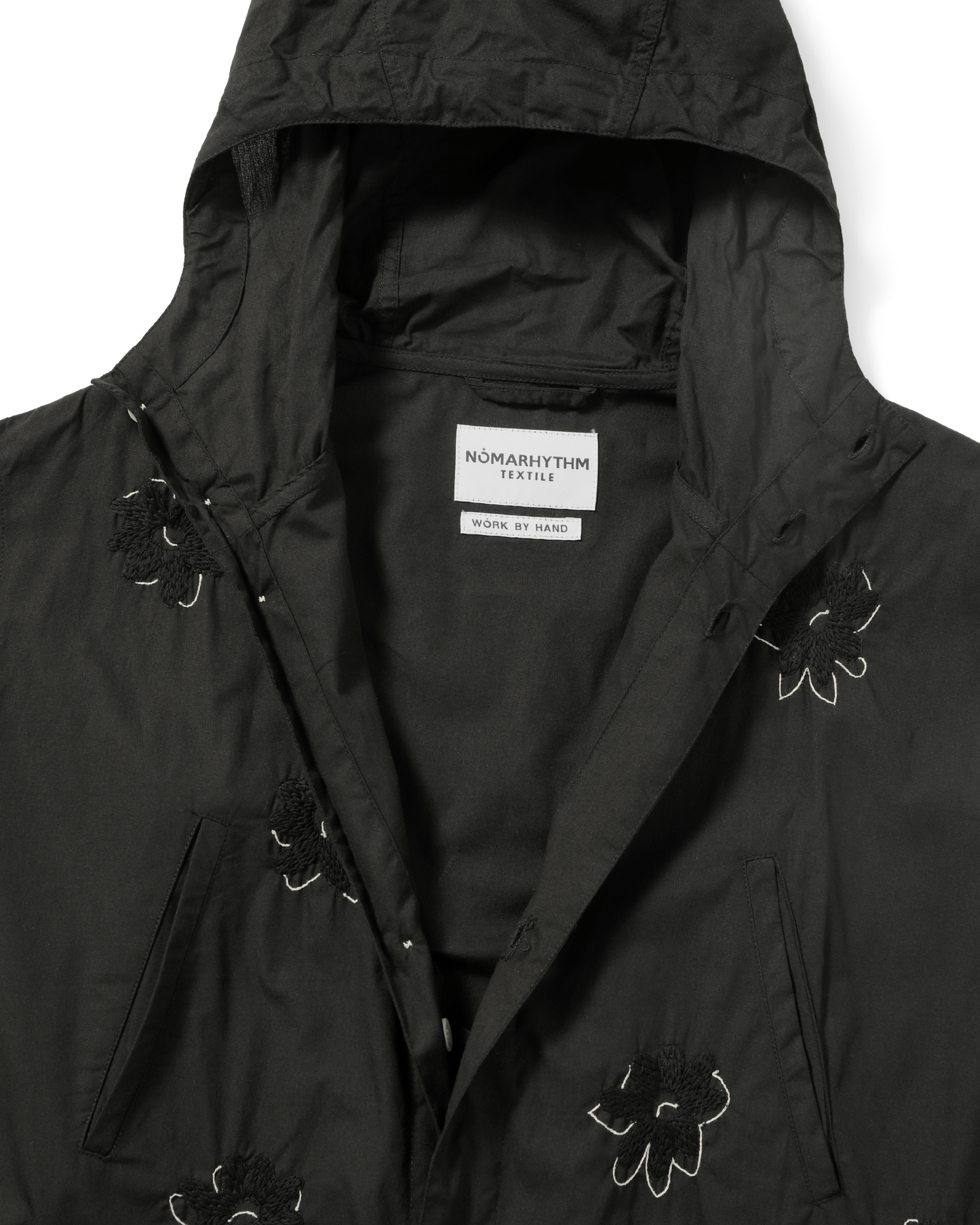 FLOWER EMBROIDERY HOODED COAT