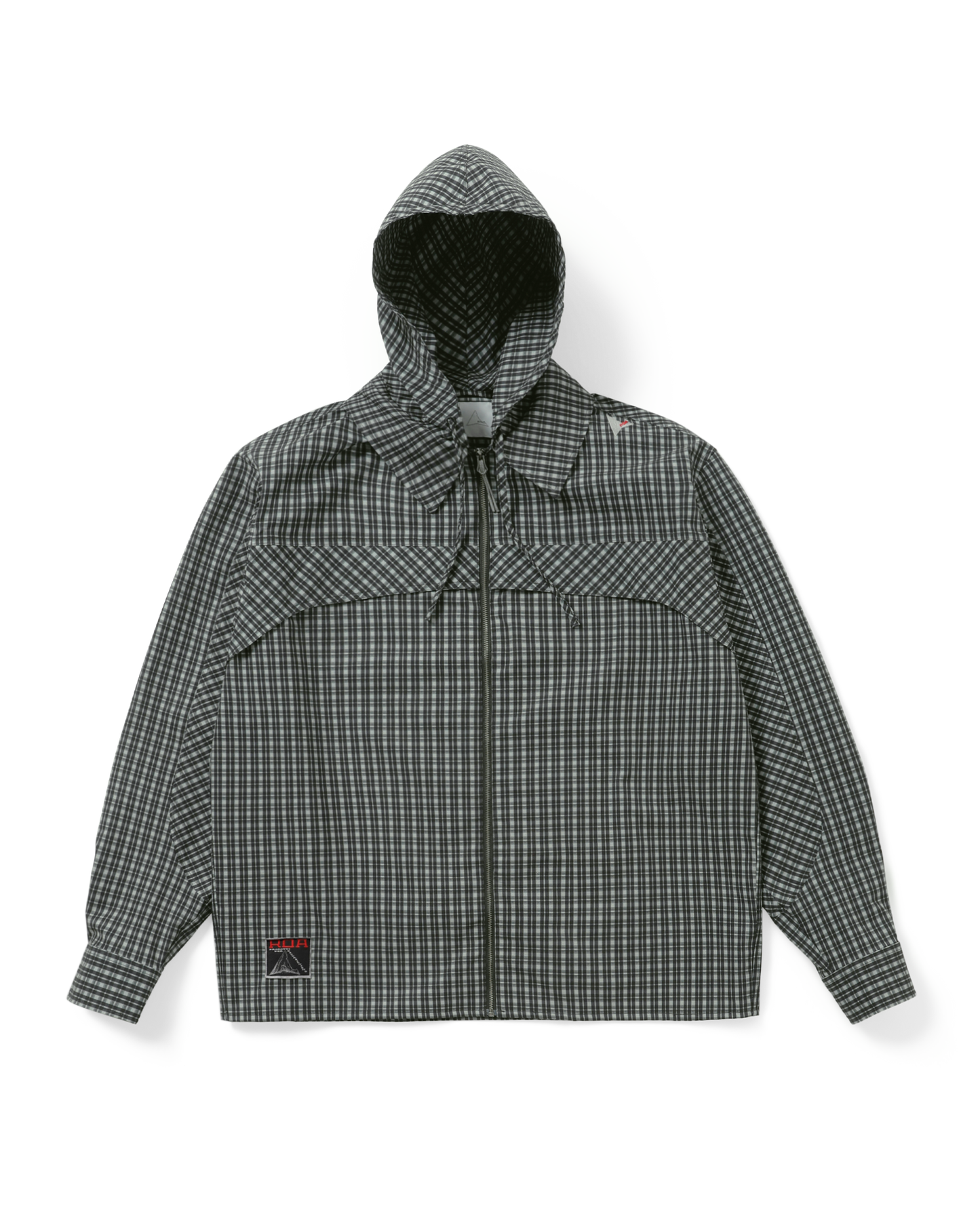 AAIR FLOWEAVE PRINTED CHECK LONG SLEEVE HOODED SHIRT