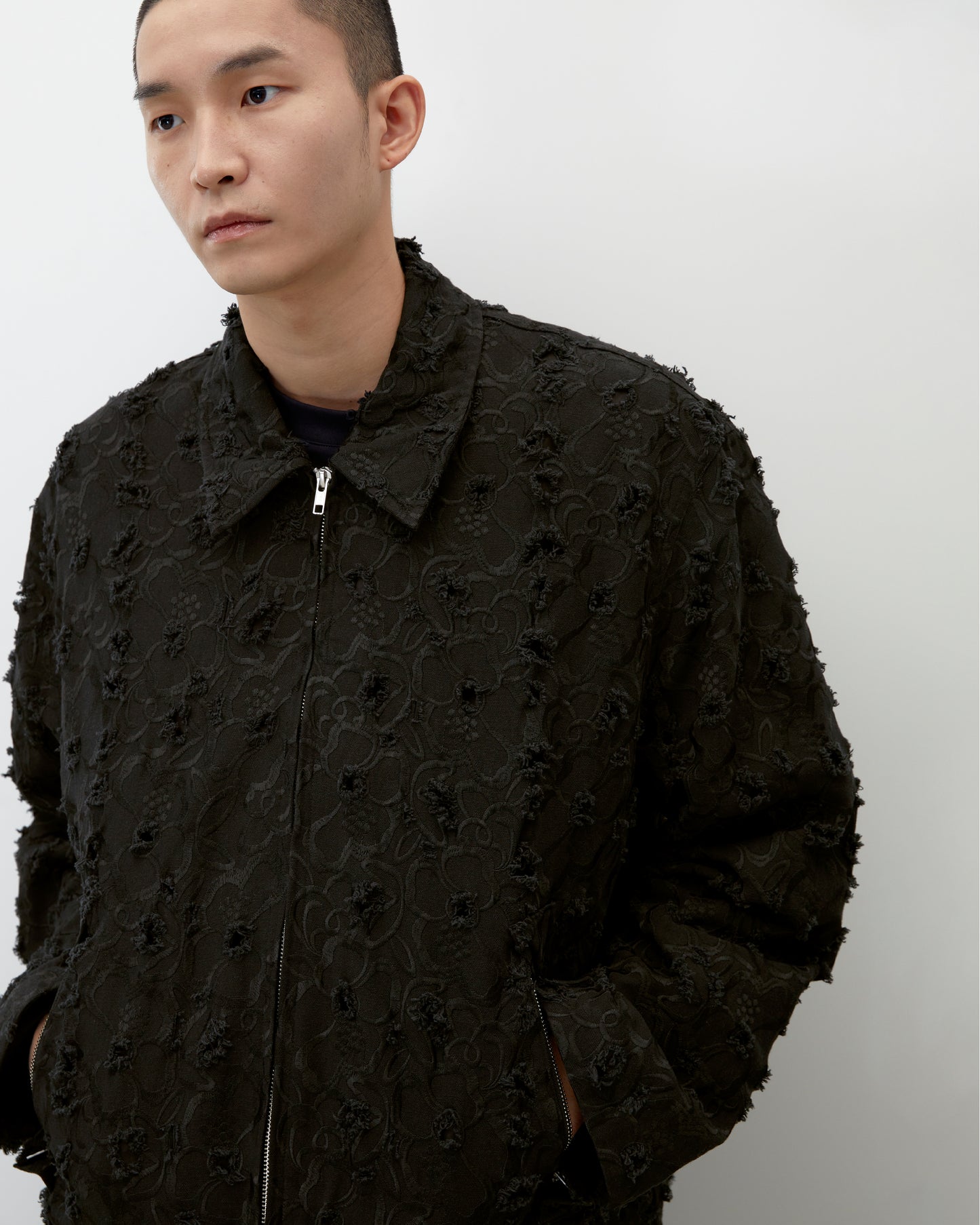 PLEATED ZIP UP JACKET